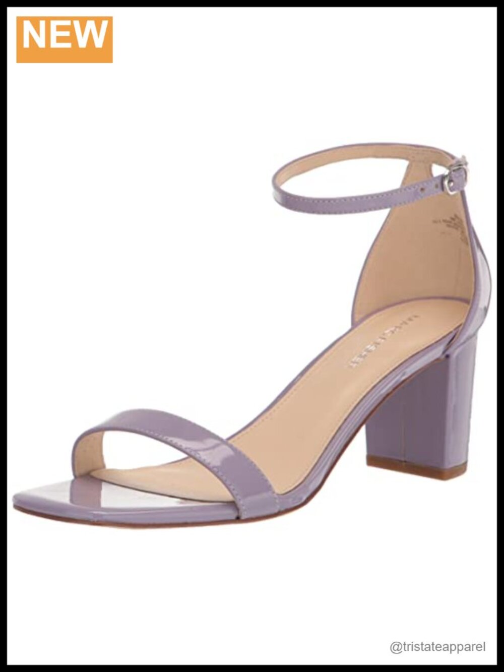 Faux Leather Square Toe Block Heeled Sandals with Ankle Strap